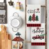 Artoid Mode Black White Truck Christmas Trees Kitchen Dish Towels, 18 x 26 Inch Winter Buffalo Plaid Holiday Ultra Absorbent Drying Cloth Tea Towels Set of 2(Red/Black)