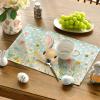 Artoid Mode Blue Bunny Polka Dot Easter Placemats Set of 4, 14 Inch Round Seasonal Spring Holiday Table Mats for Party Kitchen Dining Decoration(Blue)