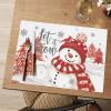 Artoid Mode Blue Christmas Vinyl Placemats Set of 4, Let it Snow Washable Heat Resistant Winter PVC Woven Plastic Table Mats for Party Dining Decor, 12×18 Inch(Red)