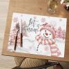 Artoid Mode Blue Christmas Vinyl Placemats Set of 4, Let it Snow Washable Heat Resistant Winter PVC Woven Plastic Table Mats for Party Dining Decor, 12×18 Inch(Pink)