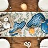 Artoid Mode Blue Helmet Finger Eucalyptus Football Fall Table Runner, Seasonal Rugby Sport Kitchen Dining Table Decoration for Home Party Decor 13×72 Inch(Blue/Beige)