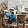 Artoid Mode Blue Helmet Finger Eucalyptus Football Fall Table Runner, Seasonal Rugby Sport Kitchen Dining Table Decoration for Home Party Decor 13×72 Inch(Blue/Beige)