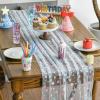 Artoid Mode Blue Polka Dots Pink Gauze Table Runner 120 Inch 10FT, Seasonal Sheer Dining Holiday Wedding Birthday Baby Shower Table Decor for Home Party(Blue)