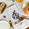Artoid Mode Blue Pumpkin Fall Kitchen Towels Dish Towels, 18×26 Inch Autumn Floral Leaves Thanksgiving Decoration Hand Towels Set of 2