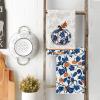 Artoid Mode Blue Pumpkin Fall Kitchen Towels Dish Towels, 18×26 Inch Autumn Floral Leaves Thanksgiving Decoration Hand Towels Set of 2