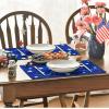 Artoid Mode Blue Red White Stars America 4th of July Patriotic Placemats for Dining Table, 12 x 18 Inch Summer Memorial Day Seasonal Holiday Rustic Vintage Washable Table Mats Set of 4(Blue)