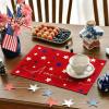 Artoid Mode Blue Red White Stars America 4th of July Patriotic Placemats for Dining Table, 12 x 18 Inch Summer Memorial Day Seasonal Holiday Rustic Vintage Washable Table Mats Set of 4(Red)
