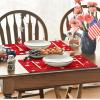 Artoid Mode Blue Red White Stars America 4th of July Patriotic Placemats for Dining Table, 12 x 18 Inch Summer Memorial Day Seasonal Holiday Rustic Vintage Washable Table Mats Set of 4(Red)