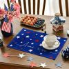 Artoid Mode Blue Red White Stars America 4th of July Patriotic Placemats for Dining Table, 12 x 18 Inch Summer Memorial Day Seasonal Holiday Rustic Vintage Washable Table Mats Set of 4(Blue)
