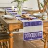 Artoid Mode Blue Yellow Touch Down American Football Court Table Runner, Rugby Boy Fall Birthday Party Kitchen Dining Table Decoration for Home Decor 13×72 Inch(Purple/Beige)