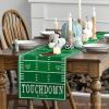 Artoid Mode Blue Yellow Touch Down American Football Court Table Runner, Rugby Boy Fall Birthday Party Kitchen Dining Table Decoration for Home Decor 13×72 Inch(Green)