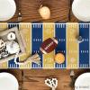 Artoid Mode Blue Yellow Touch Down American Football Court Table Runner, Rugby Boy Fall Birthday Party Kitchen Dining Table Decoration for Home Decor 13×72 Inch(Blue/Yellow)