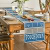 Artoid Mode Blue Yellow Touch Down American Football Court Table Runner, Rugby Boy Fall Birthday Party Kitchen Dining Table Decoration for Home Decor 13×72 Inch(Blue/Grey)