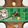 Artoid Mode Blue Yellow Touch Down American Football Court Table Runner, Rugby Boy Fall Birthday Party Kitchen Dining Table Decoration for Home Decor 13×72 Inch(Green)
