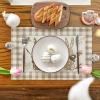 Artoid Mode Blue and White Porcelain Bunny Rabbit Easter Placemats Set of 4, 14 Inch Spring Round Table Mats for Party Kitchen Dining Decoration(Brown)