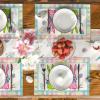 Artoid Mode Blue and White Porcelain Bunny Rabbit Easter Placemats Set of 4, 14 Inch Spring Round Table Mats for Party Kitchen Dining Decoration(Pink/Blue)