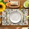 Artoid Mode Brown Poppy Flowers Floral Blossom Summer Placemats Set of 4,12×18 Inch Seasonal Fall Table Mats for Party Kitchen Dining Decoration