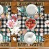 Artoid Mode Buffalo Plaid Carrot Egg Truck Daisy Happy Easter Placemats Set of 4, 12×18 Inch Seasonal Table Mats for Party Kitchen Dining Decoration(Black)