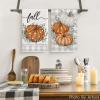 Artoid Mode Buffalo Plaid Eucalyptus Leaves Pumpkin Fall Kitchen Towels Dish Towels, 18×26 Inch Farmhouse Thanksgiving Decoration Hand Towels Set of 2(Orange/White)