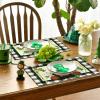 Artoid Mode Buffalo Plaid Gnome Shamrock St. Patrick’s Day Placemats Set of 4, 12×18 Inch Seasonal Spring Table Mats for Party Kitchen Dining Decoration(Black/Beige)