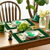 Artoid Mode Buffalo Plaid Gnome Shamrock St. Patrick’s Day Placemats Set of 4, 12×18 Inch Seasonal Spring Table Mats for Party Kitchen Dining Decoration(Black/Green)