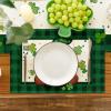 Artoid Mode Buffalo Plaid Gnome Shamrock St. Patrick’s Day Placemats Set of 4, 12×18 Inch Seasonal Spring Table Mats for Party Kitchen Dining Decoration(Black/Green)