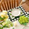 Artoid Mode Buffalo Plaid Gnome Shamrock St. Patrick’s Day Placemats Set of 4, 12×18 Inch Seasonal Spring Table Mats for Party Kitchen Dining Decoration(Black/Beige)