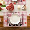 Artoid Mode Buffalo Plaid Hearts Gnomes Love Valentine Placemats Set of 4, 12×18 Inch Anniversary Wedding Holiday Table Mats for Party Kitchen Dining Decoration(Pink/White)
