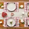 Artoid Mode Buffalo Plaid Hearts Gnomes Love Valentine Placemats Set of 4, 12×18 Inch Anniversary Wedding Holiday Table Mats for Party Kitchen Dining Decoration(Pink/White)