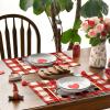 Artoid Mode Buffalo Plaid Hearts Gnomes Love Valentine Placemats Set of 4, 12×18 Inch Anniversary Wedding Holiday Table Mats for Party Kitchen Dining Decoration(Red/White)