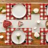 Artoid Mode Buffalo Plaid Hearts Gnomes Love Valentine Placemats Set of 4, 12×18 Inch Anniversary Wedding Holiday Table Mats for Party Kitchen Dining Decoration(Red/White)