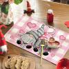 Artoid Mode Buffalo Plaid Hearts Gnomes Love Valentine Placemats Set of 4, 12×18 Inch Anniversary Wedding Holiday Table Mats for Party Kitchen Dining Decoration(Pink/White)