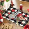 Artoid Mode Buffalo Plaid Hearts Gnomes Love Valentine Placemats Set of 4, 12×18 Inch Anniversary Wedding Holiday Table Mats for Party Kitchen Dining Decoration(Black/White)