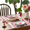 Artoid Mode Buffalo Plaid Hearts Gnomes Love Valentine Placemats Set of 4, 12×18 Inch Anniversary Wedding Holiday Table Mats for Party Kitchen Dining Decoration(Pink/White)
