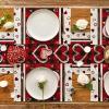 Artoid Mode Buffalo Plaid Love Hearts Round Mother’s Day Placemats Set of 4, 14 Inch Anniversary Wedding Round Table Mats for Dining Decoration(Red)