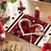 Artoid Mode Buffalo Plaid Love Hearts Round Mother’s Day Placemats Set of 4, 14 Inch Anniversary Wedding Round Table Mats for Dining Decoration(Red)