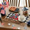 Artoid Mode Buffalo Plaid Patriotic Freedom Truck Placemats for Dining Table, 12 x 18 Inch 4th of July Memorial Day Decoration Washable Table Mats Set of 4(Black/White)