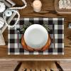 Artoid Mode Buffalo Plaid Pumpkin Fall Placemats Set of 4, 12×18 Inch Seasonal Autumn Table Mats for Party Kitchen Dining Decoration(Black/Orange)