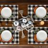 Artoid Mode Buffalo Plaid Pumpkin Fall Placemats Set of 4, 12×18 Inch Seasonal Autumn Table Mats for Party Kitchen Dining Decoration(Black/Orange)