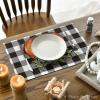 Artoid Mode Buffalo Plaid Pumpkin Fall Placemats Set of 4, 12×18 Inch Seasonal Autumn Table Mats for Party Kitchen Dining Decoration(Black/Orange)