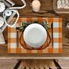 Artoid Mode Buffalo Plaid Pumpkin Fall Placemats Set of 4, 12×18 Inch Seasonal Autumn Table Mats for Party Kitchen Dining Decoration(Orange)