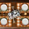 Artoid Mode Buffalo Plaid Pumpkin Fall Placemats Set of 4, 12×18 Inch Seasonal Autumn Table Mats for Party Kitchen Dining Decoration(Orange)