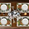 Artoid Mode Buffalo Plaid Pumpkin Turkey Thanksgiving Placemats Set of 6, 12×18 Inch Fall Harvest Table Mats for Party Kitchen Dining Decoration(Brown/Beige)