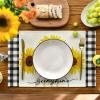 Artoid Mode Buffalo Plaid Sunflower Sunshine Vase Round Summer Placemats Set of 4, 14 Inch Spring Fall Table Mats for Dining Decoration(Beige)
