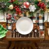 Artoid Mode Buffalo Plaid Truck Turkey Thankful Fall Placemats Set of 6, 12×18 Inch Autumn Thanksgiving Table Mats for Party Kitchen Dining Decoration(Black/Beige)