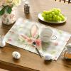 Artoid Mode Bunny Rabbit Ears Buffalo Plaid Flower Easter Round Placemats Set of 4, 15 Inch Spring Table Mats for Party Kitchen Dining Decoration(Beige)