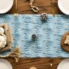 Artoid Mode Caramel Soft Plush Faux Fur Jacquard Pumpkins Fall Table Runner, Seasonal Autumn Kitchen Dining Table Decoration for Home Party Decor 13×72 Inch(Blue)