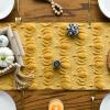 Artoid Mode Caramel Soft Plush Faux Fur Jacquard Pumpkins Fall Table Runner, Seasonal Autumn Kitchen Dining Table Decoration for Home Party Decor 13×72 Inch(Ginger)