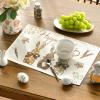 Artoid Mode Carrots Rabbit Bunny Happy Easter Round Placemats Set of 4, 15 Inch Spring Round Table Mats for Dining Decoration(Beige)