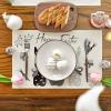 Artoid Mode Carrots Rabbit Bunny Happy Easter Round Placemats Set of 4, 15 Inch Spring Round Table Mats for Dining Decoration(Black)